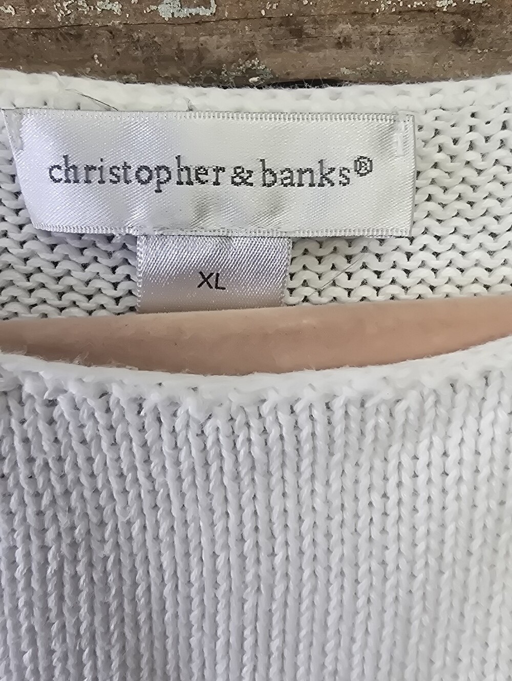 Christopher & Banks XL White Multicolor Stitch Knit Sweater Oversized - Picture 4 of 5
